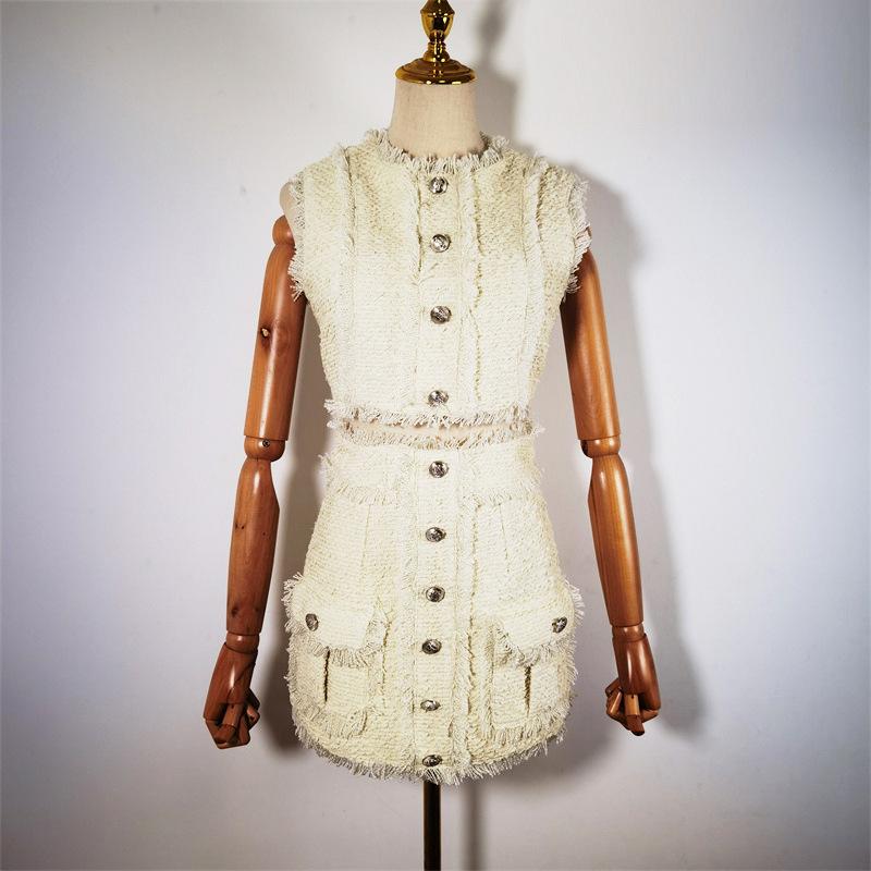 セットアップ レディース 秋冬 ツイード ベスト ミニスカート 上下 2点セット エレガント 通勤着 お出かけ着