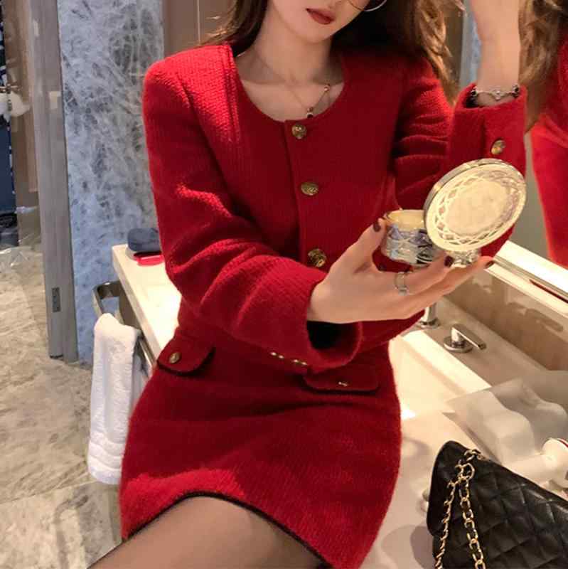 Skirt Suits - セットアップ レディース 春 粗 tweed ジャケット スカート 上下セット 2点 薔薇 ローズレッド ポリエステル エレガント 通勤