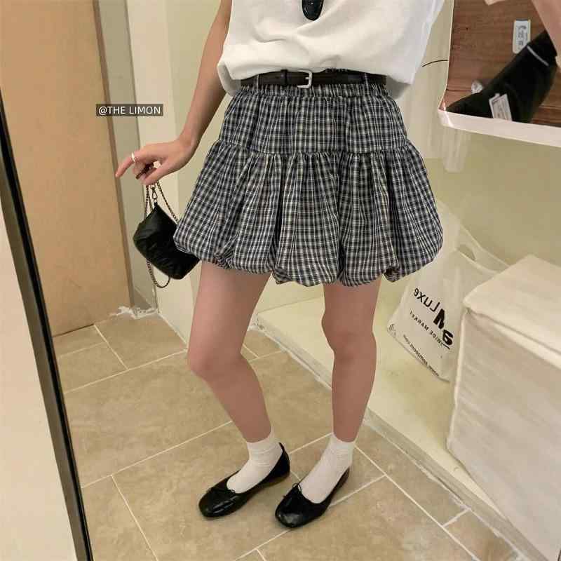 スカート レディース 格子柄 チュールスカート ミニスカート ふんわり केक スカート ギャザー入り 春夏 普段使い デート かわいい ガーリー フェミニン