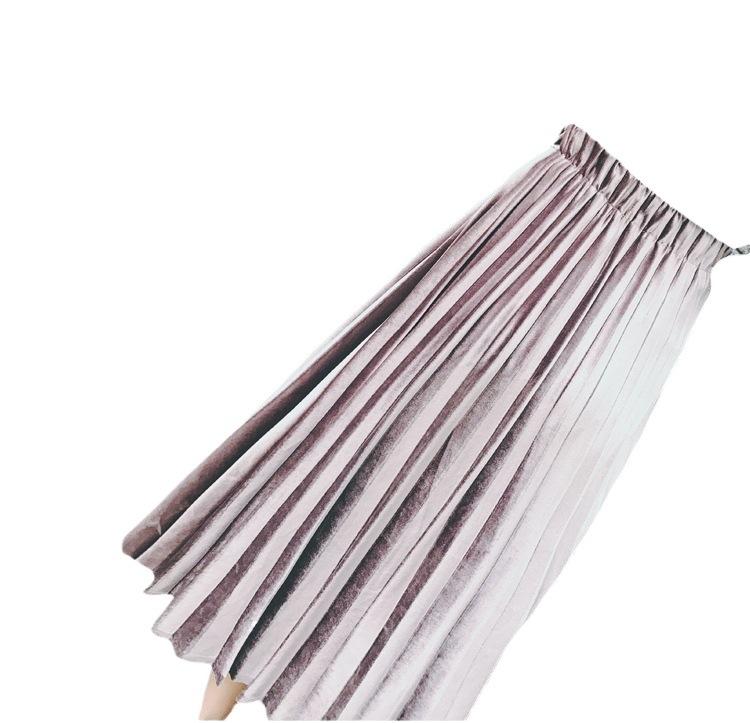 スカート レディース 春夏 金属色 プリーツスカート ミモレ丈 無地 金糸 ベロア Aラインスカート パープル ブラック オリーブグリーン ブルー