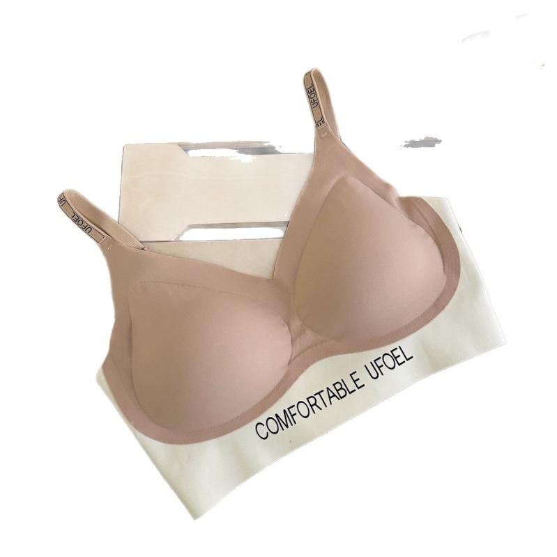 ブラジャー &amp; ショーツ レディース 薄型 無縫製 フルカップ スポーツブラ セットアップ ナイロン ..