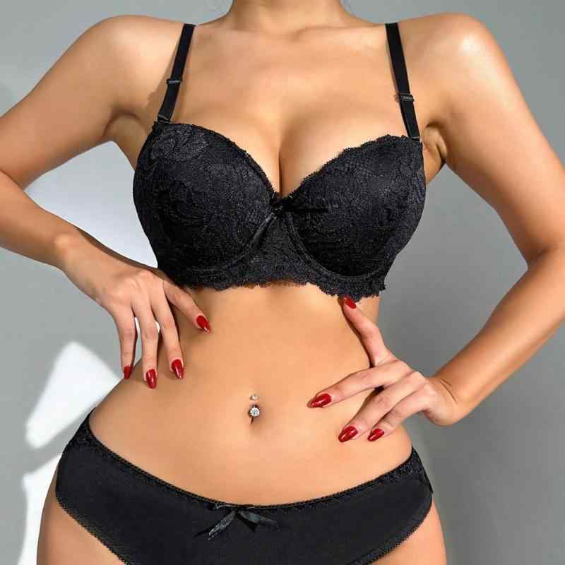 ブラジャー &amp; ショーツ レディース 1/2カップ 盛りブラ Tシャツブラ レース 補正 谷間メイク 美背 ..