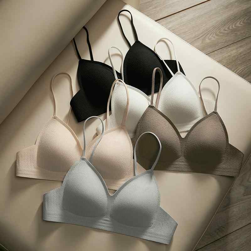 ブラジャー &amp; ショーツ レディース ノンワイヤー 三角ブラ 美背 快適 通気性 クロスデザイン S M L..