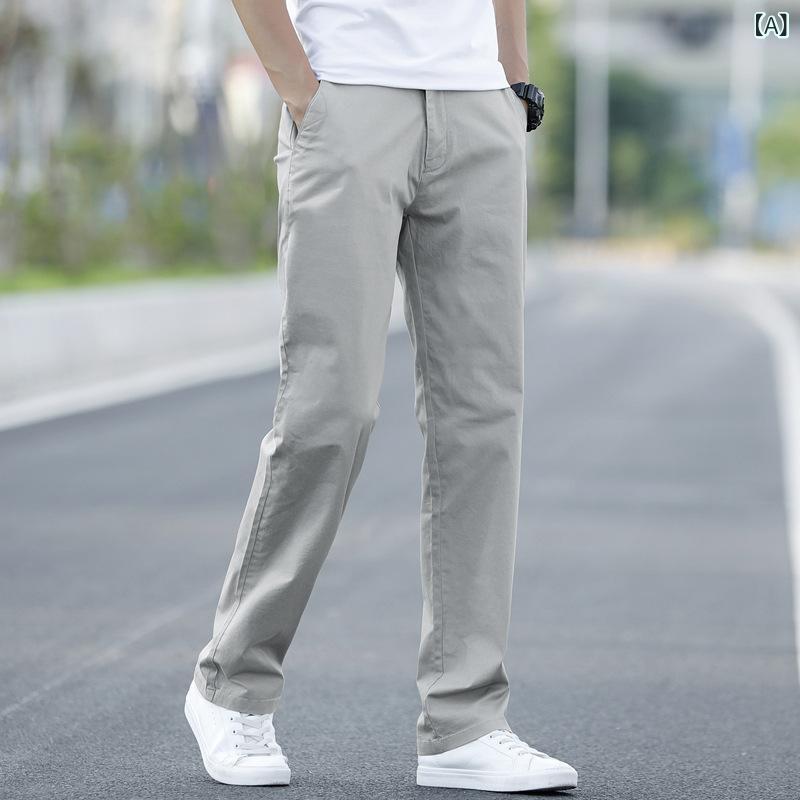シャドーテールのロングパンツ メンズ カジュアルパンツ 綿 ストレート ゆったり 薄手 通気性 ブラック 大きいサイズ 形状安定 長パンツ オールシーズン 普段着 アウトドア｜アングル2