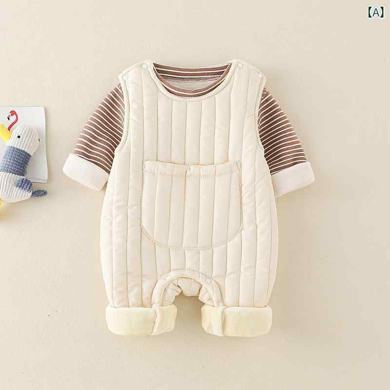 シャドーテールのベビー 上下セット 加絨背帶褲 コットン 混紡 厚手 あったか 秋冬 男女兼用 66cm 73cm 80cm 90cm 100cm｜アングル2