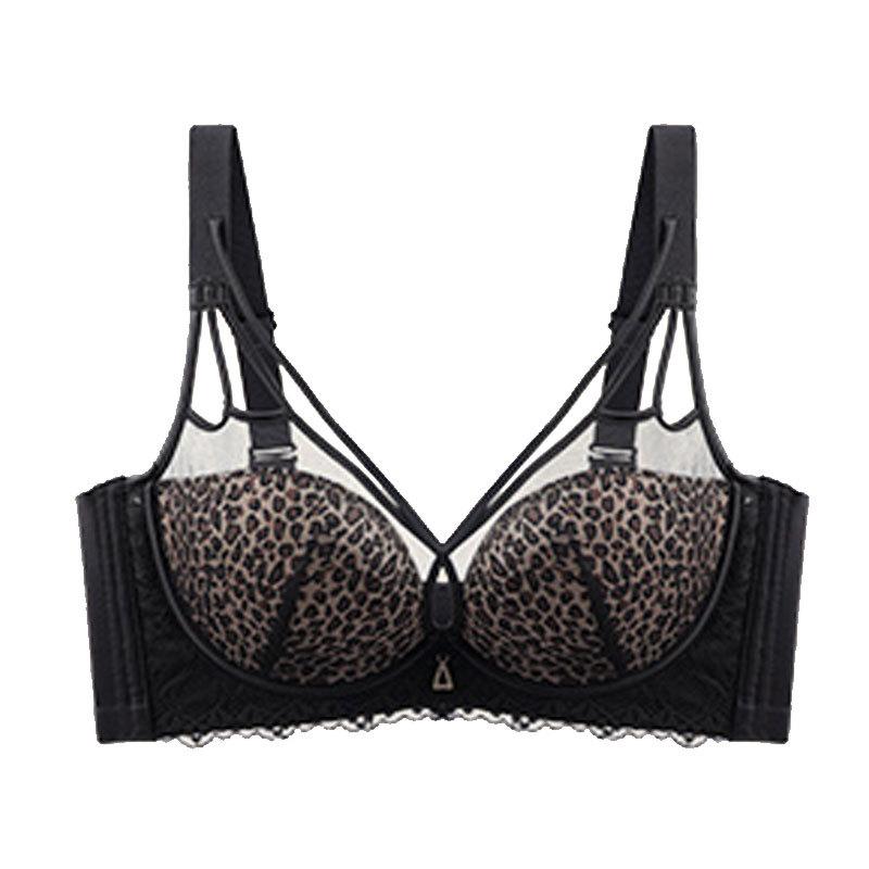 ブラジャー &amp; ショーツ レディース 調整型 豹柄 レース 聚拢 ブラジャーセット 薄手 通気性 無痕 ..