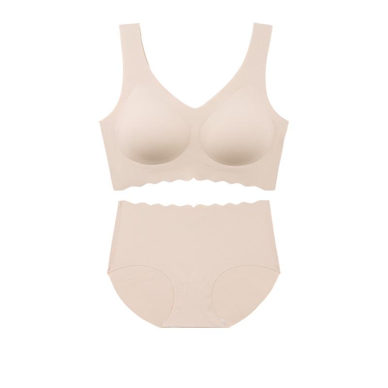 ブラジャー &amp; ショーツ セット レディース 3/4カップ スポーツタイプ 薄手 通気性 ノンワイヤー ナ..