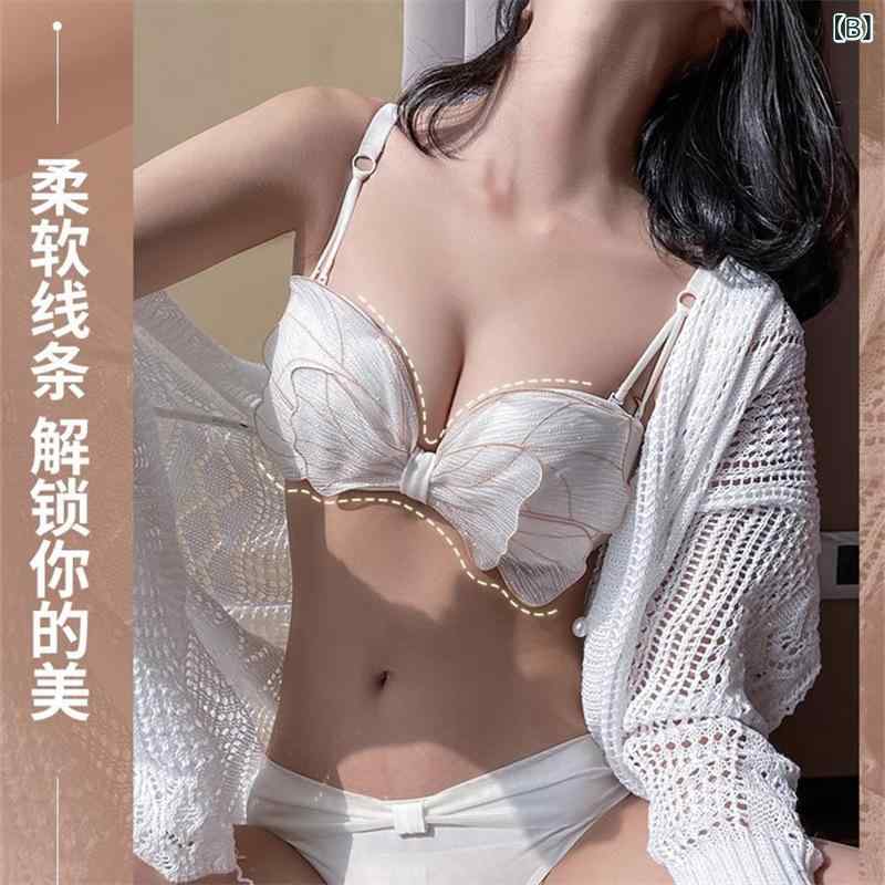 ブラジャー & ショーツ レディース 薄型 ストラップレス チューブトップ 3/4カ...