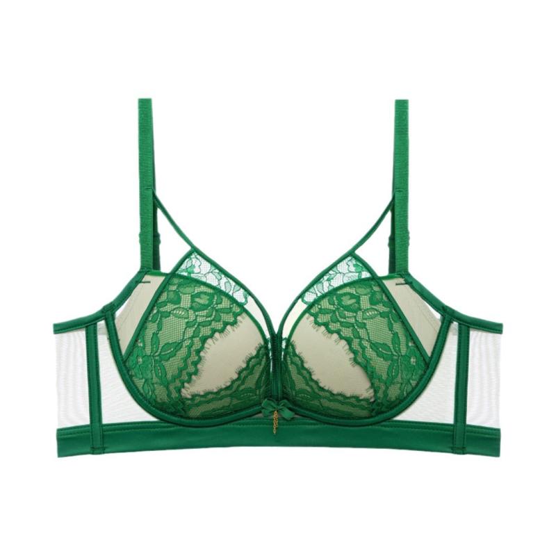 ブラジャー &amp; ショーツセット レディース レース 3/4カップ 脇高 谷間 寄せる 小胸 無痕 通気性 吸..