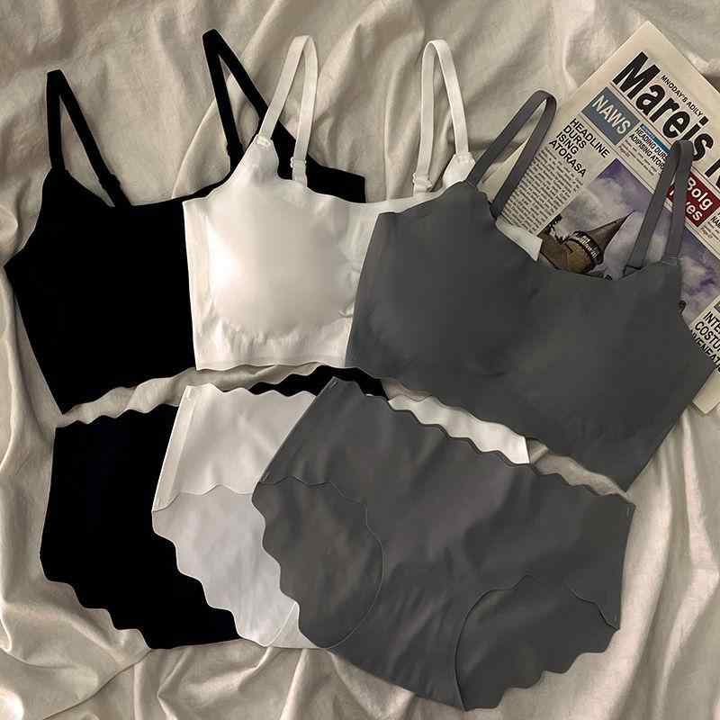 ブラジャー &amp; ショーツセット レディース 高校生 接触冷感 ノンワイヤー スポーツブラ スポブラ 寄..