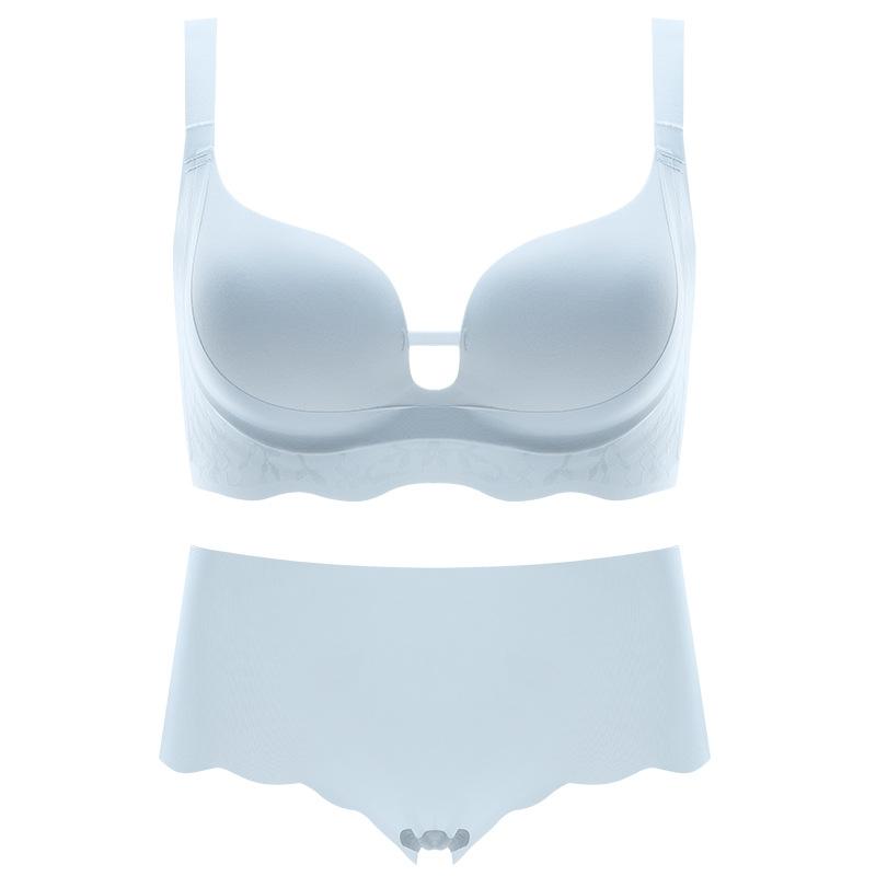 ブラジャー レディース 小胸 谷間 脇高 補正 薄手 3/4カップ ノンワイヤー ずれにくい 快適 無地 ブル..