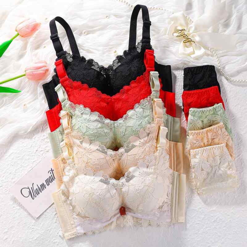 ブラジャー セット レディース 3/4カップ 厚手 パッド 通気性 快適 美シルエット 調節可能 ストラップ ..