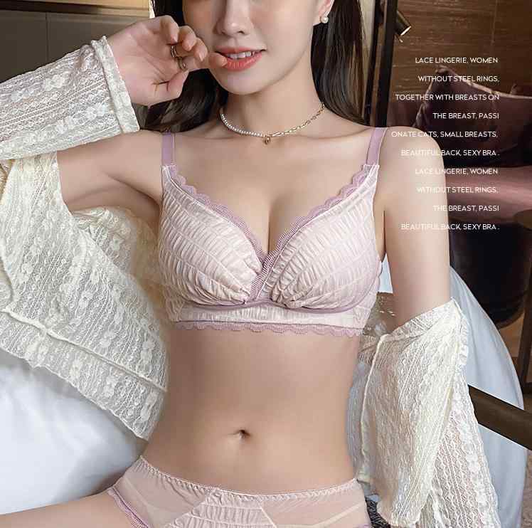 ブラジャー &amp; ショーツ レディース レース 3/4カップ ノンワイヤー 寄せ上げ 通気性 インナー セッ..