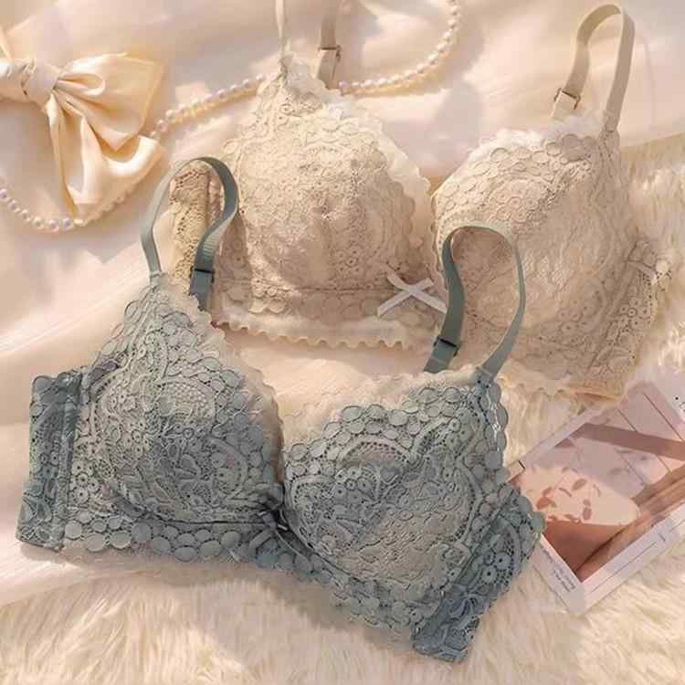 ブラジャー レディース 小胸 盛れる 谷間 厚手 パッド ワイヤーなし 脇高 補正 育乳 バストアップ レー..