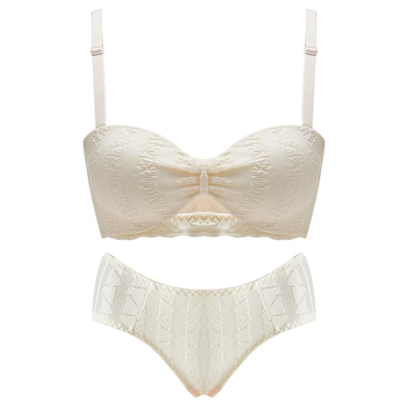 ブラジャー レディース 薄型 ソフトワイヤー コットン 小胸 盛れる バストアップ ランジェリー セット シャンパン ブラック ホワイト ブルー ピンク ワインレッド