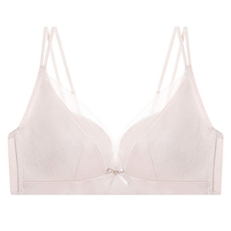 ブラジャー &amp; ショーツ レディース 調整型 光沢 緞子風 美背 3/4カップ 通気性 寄せ上げ ノンワイ..