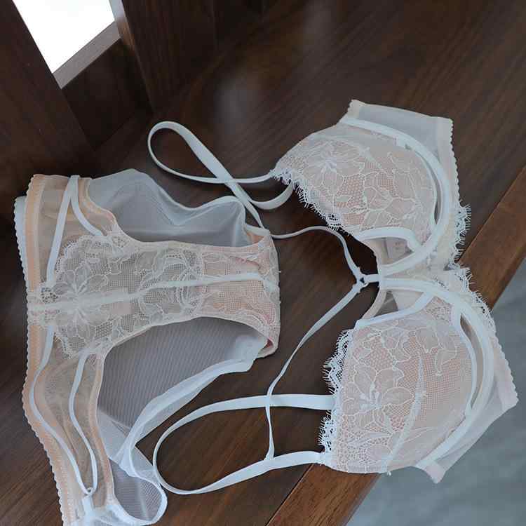 ブラジャー セット レディース 3/4カップ 薄手 軟鋼ワイヤー入り ランジェリー ショーツ付き ブラック ..