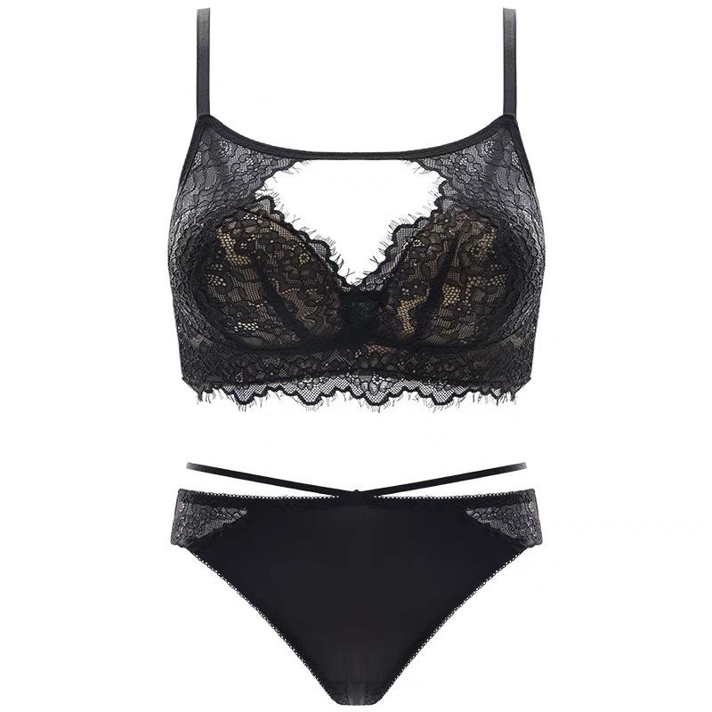 ブラジャー &amp; ショーツセット レディース 3/4カップ 盛りブラ 谷間 脇高 レース ポリエステル 聚拢..