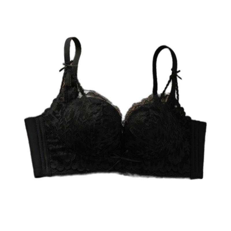 ブラジャー & ショーツ セット レディース レース 3/4カップ 脇高 谷間 盛れる 調整型 厚手 パッド ノンワイヤー 背中見せ インナー 女性 下着 肌着
