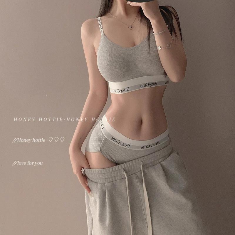 ブラジャー レディース 薄手 スポーツブラ コットン 寄せ上げ 快適 通気性 灰色 グレー 黒 セット M L XL