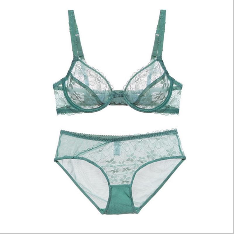 ブラジャー &amp; ショーツセット レディース 超薄型 レース 3/4カップ фиксированный двойной ремень ..