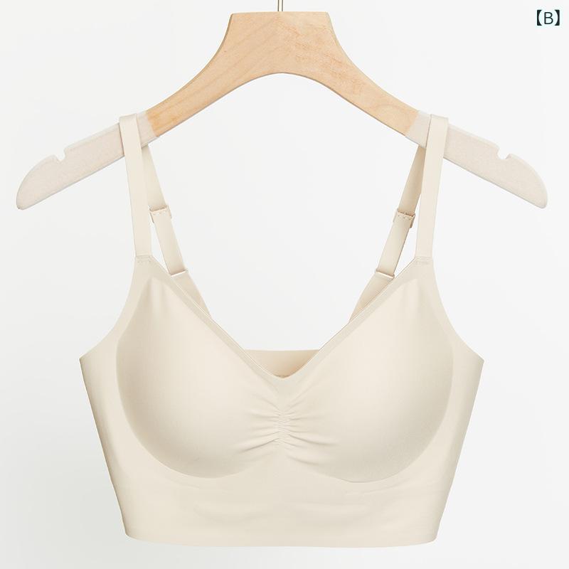 ブラジャー レディース ノンワイヤー シームレス カップ付き 薄型 パッド 取り外し可能 肩紐 調節可能 スポブラ タイプ 背中見せ インナー ウェア ヨガ ダンス フィットネス ブラトップ 部屋着 リラックス 通気性 吸湿性 無地 ブラック ベージュ系(x2)