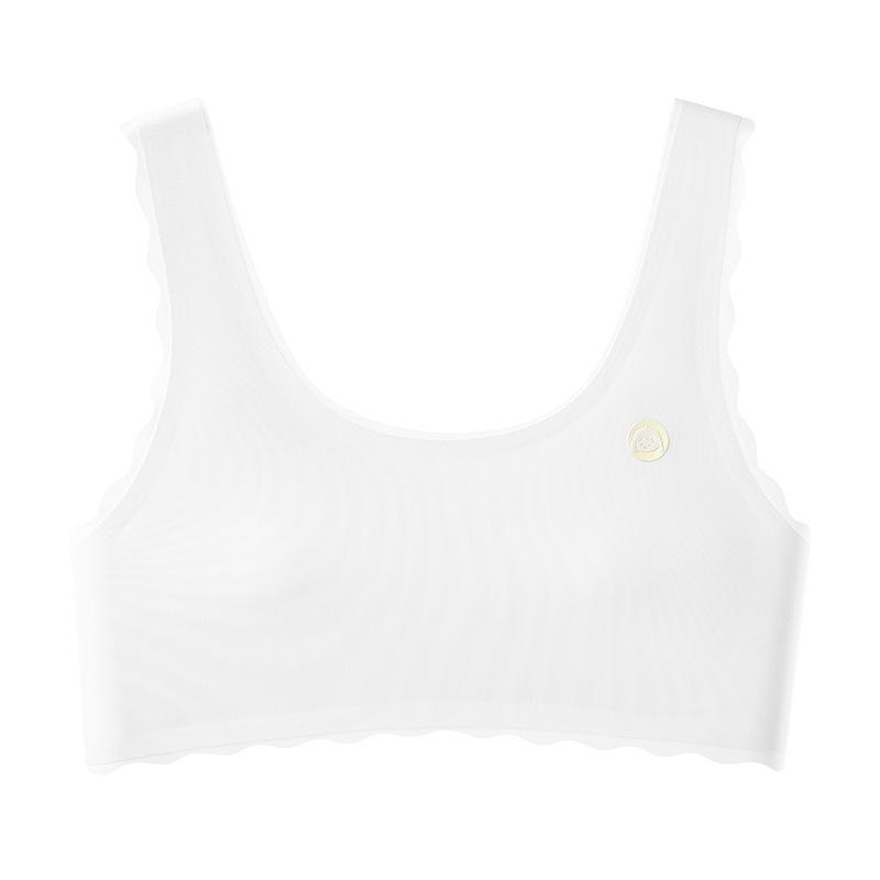 ブラジャー キッズ ジュニア スポブラ スポーツブラ ノンワイヤー 吸湿速乾 通気性 無地 シンプル 白 ..