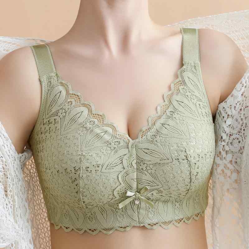 ブラジャー レディース 大きいサイズ 薄手 ノンワイヤー 寄せ上げ バストを小さく見せる 脇高 補正 通気性 レース 赤 黒 緑 紫 ベージュ