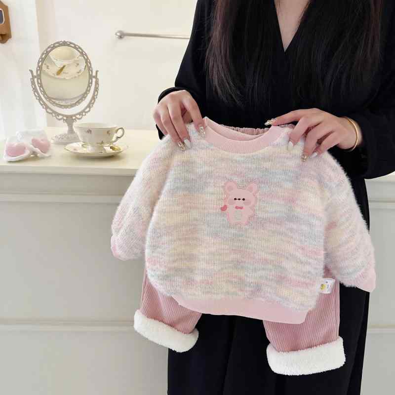 子供用セットアップ 秋冬 女児 裏起毛 スウェット トレーナー パンツ 上下セット 2点セット 80 90 100 110 120 130