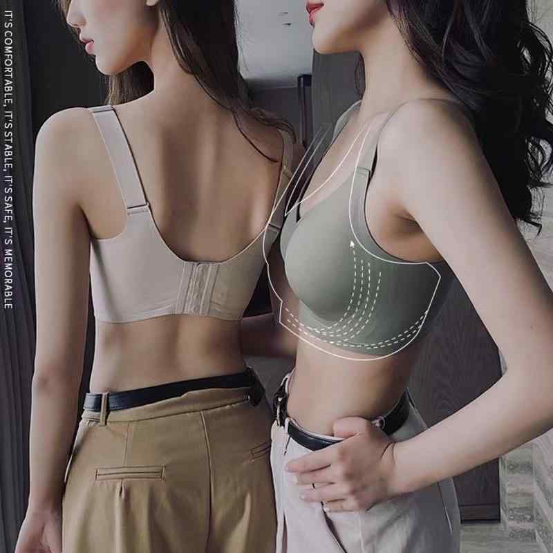 ブラジャー レディース ソフトワイヤー入りブラ 大 Jurlique 脇高 谷間メイク 無縫製 ノンストレスブラ 3/4カップ 锦纶 無地 通気性 快適 伸縮性 ブラック グリーン レッド ピンク系 ベージュ ブラウン