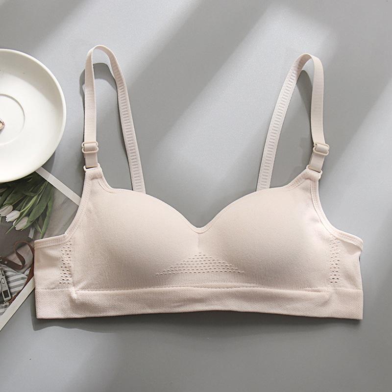 ブラジャー レディース 高校生 薄手 綿 ノンワイヤー サイドすっきり バストアップ 5/8カップ 取り外し可能 肩紐 後ろホック 白 ピンク 緑 青 黒 ベージュ