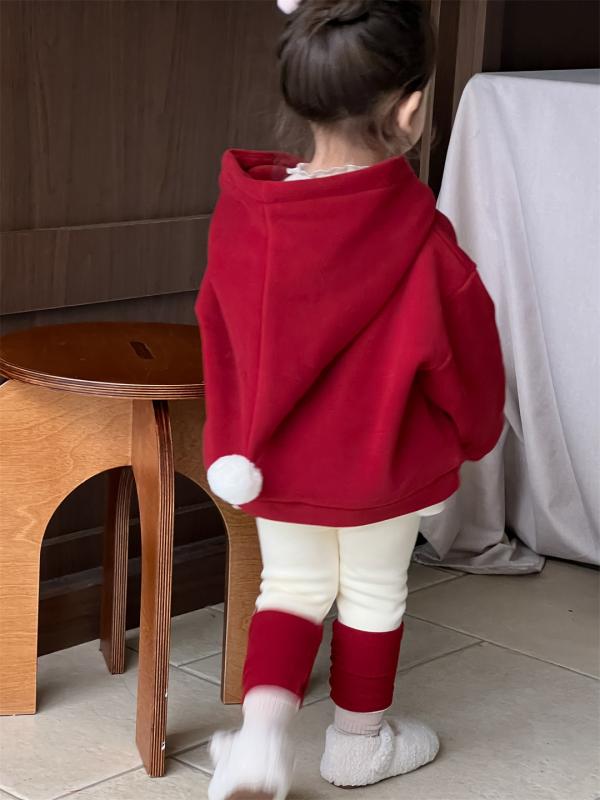 ベビー キッズ 冬用 裏起毛 パーカー 上下セット 秋冬 長袖 幼児 2点セット 綿 73CM 80cm 90cm 100cm レッド系 アイボリー系