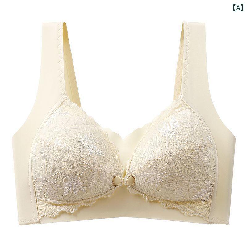 ブラジャー レディース マタニティ 授乳ブラ 前開き ノンワイヤー レース シャンパン色 湖水ブルー 果..