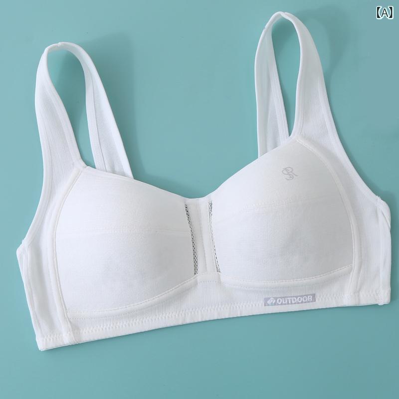 ブラジャー &amp; キャミソール キッズ 女の子 中高生 スポブラ スポーツブラ 薄手 綿100% 吸汗 通気性..