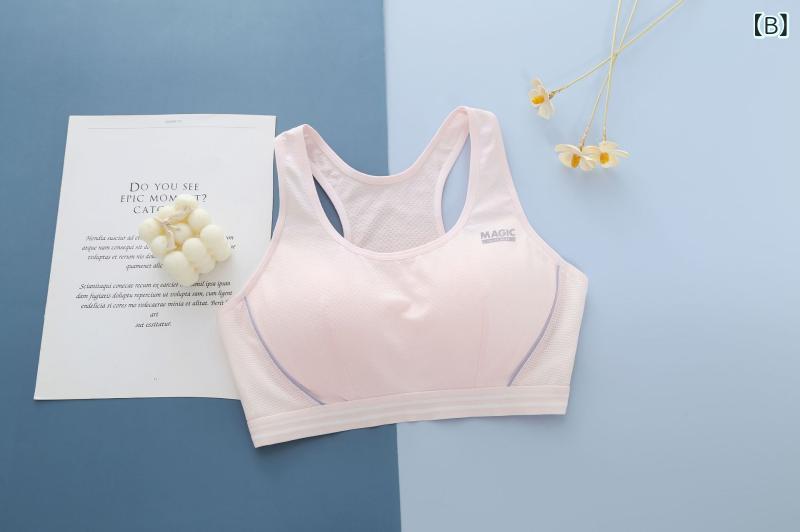 ブラジャー ガールズ ティーンズ スポーツブラ スポブラ ノンワイヤー コットン 通気性 薄手 全罩杯 白 ピンク系