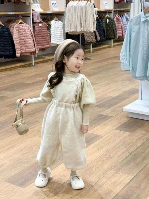 Other - 子供服 パンツセット 春秋 女の子 プリンセス ニットトップス 花柄 ウール サロペット 韓国風 かわいい ガールズ 上下セット