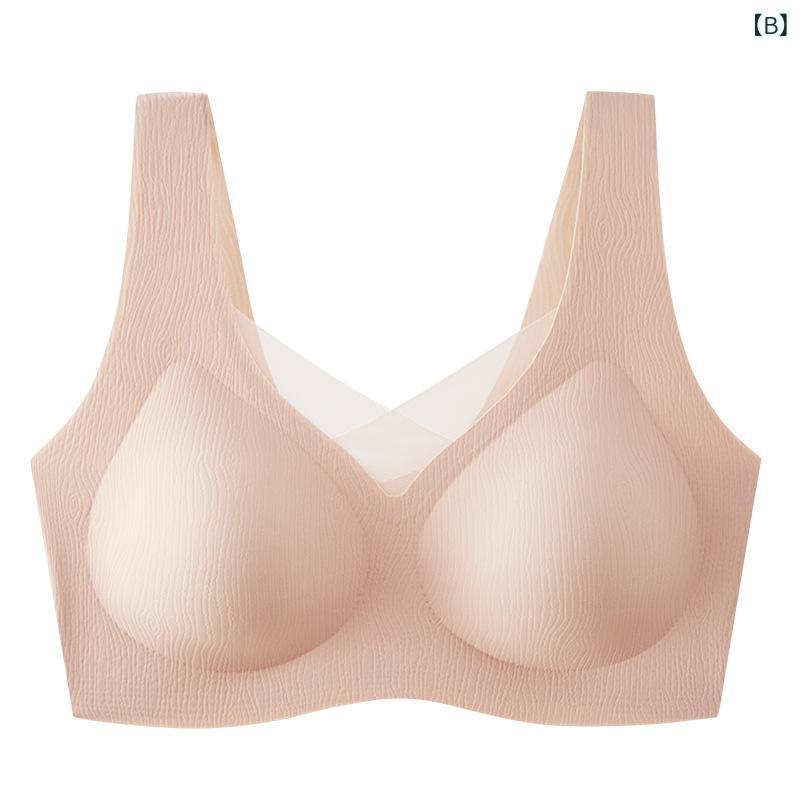 ブラジャー レディース 春夏 無縫製 メッシュ Vネック U字型バック 薄型カップ ノンワイヤー 快適 インナーウェア 肌色 ブラック系