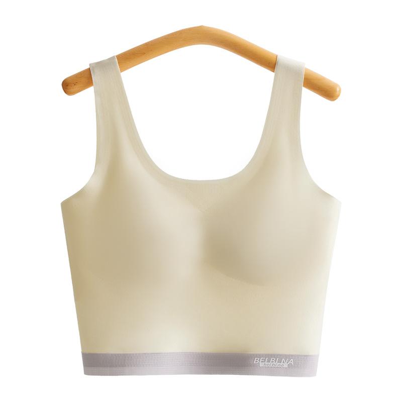 ・対象: 12～15歳・生地: アイスシルク・スタイル: ベスト・主素材: ナイロン・裏地: ナイロン・裏地素材割合: 50～70%・カップタイプ: フルカップ・モールドカップ: 極薄・モールドカップ素材: 綿・ワイヤー: なし・ホック: なし・ストラップ: 固定・機能: 通気性、美背、吸汗、防走光、快適・カラー: オフホワイト、ライトピンク、ライトベージュ、ライトイエロー・サイズ: M(32.5-47.5kg)、L(47.5-62.5kg)・主素材割合: 50～70%・スタイル: スポーツ、カジュアル