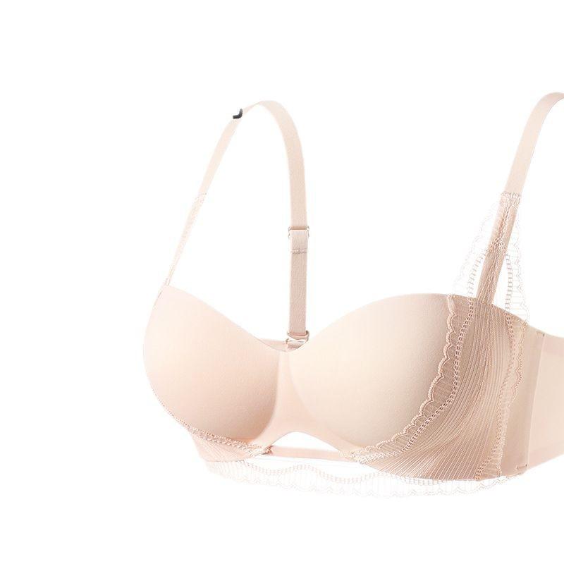 ブラジャー レディース 小胸 谷間メイク 1/2カップ ストラップレス ずれにくい 盛れる 通気性 無地 シ..