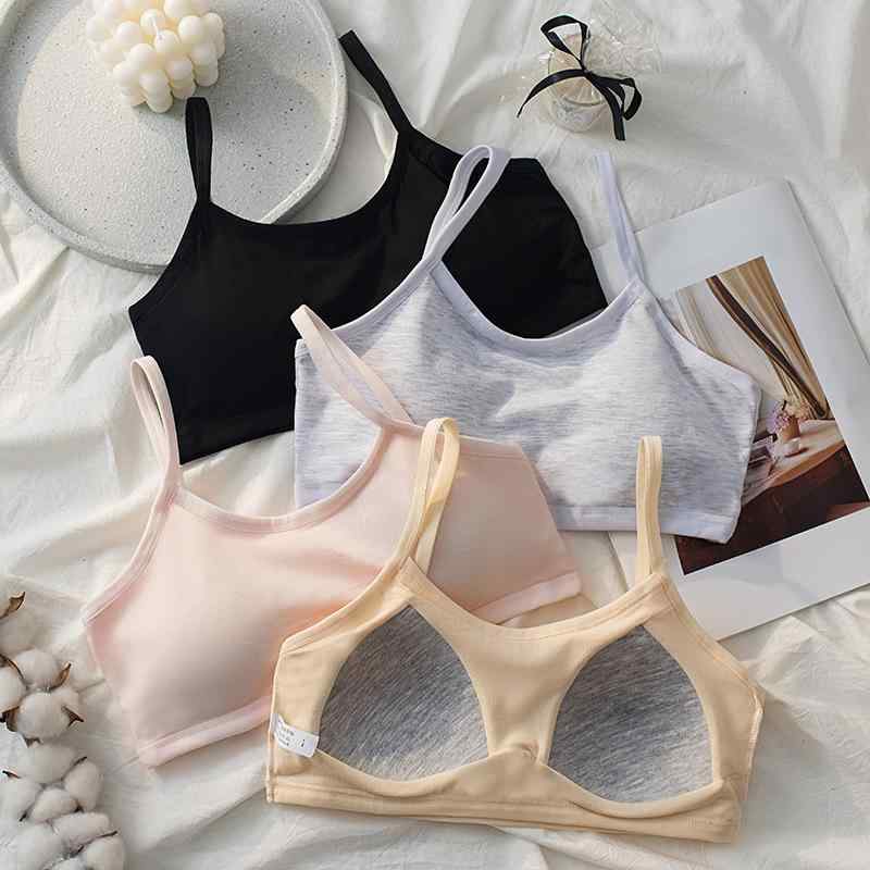 ブラジャー ガールズ 中学生 高校生 スクールインナー ハーフトップ スポブラ スポーツブラ コットン 綿 黒 白 ピンク グレー