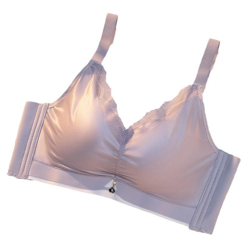 ブラジャー レディース 薄型 快適 寄せ上げ 超薄型 通気性 提拉 ノンワイヤー 調整 レース シャンパン..