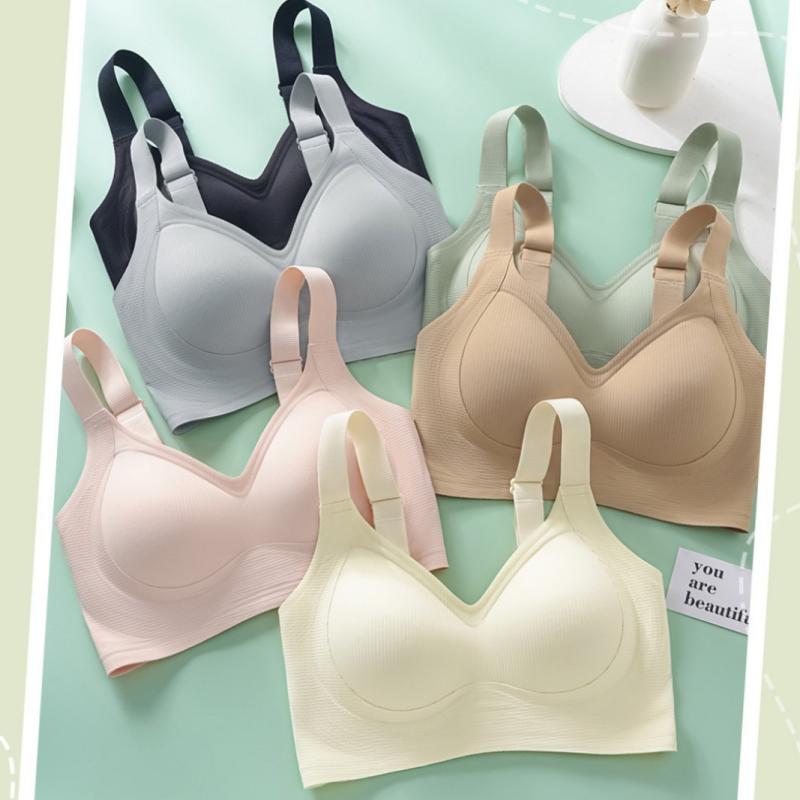 ブラジャー レディース 3/4カップ 薄型 モールドカップ 脇高 補正 寄せ上げ 無縫製 無地 通気性 チュー..