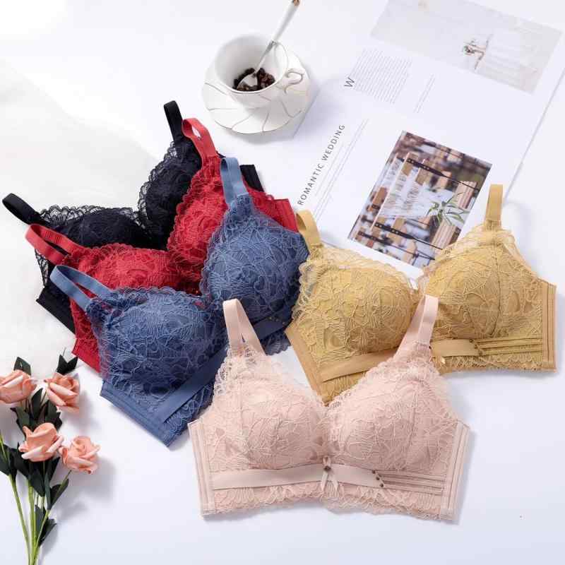 ブラジャー レディース 脇高 補正下着 レース 盛れる 厚手 パッド ノンワイヤー ニッパー 70AB 75AB 80..