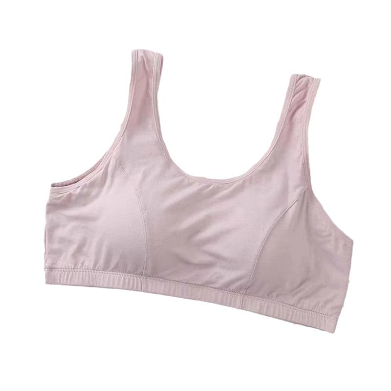 ブラジャー レディース ミセス 薄型カップ付き ノンワイヤー 大胸 垂れ防止 幅広肩紐 背中見せ インナー モダール 綿混 肌色 ピンク系 グレー ブラック