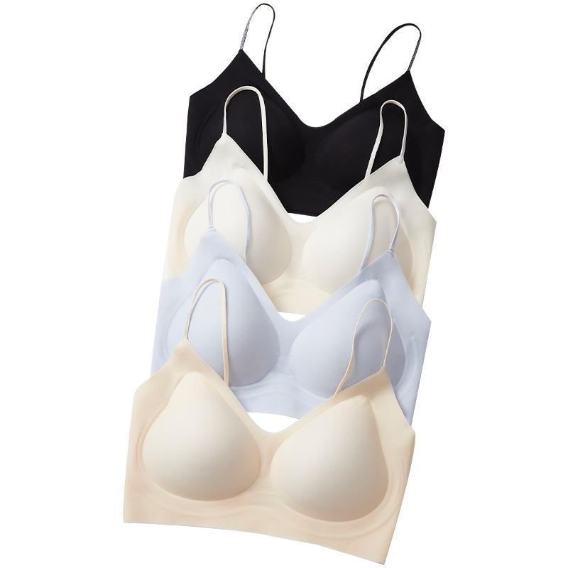 ブラジャー レディース 超薄型 接触冷感 夏 ノンワイヤー 小胸 谷間メイク 1/2カップ