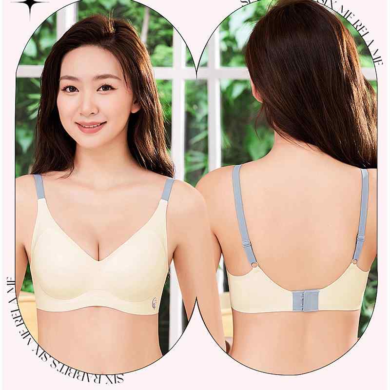 ブラジャー レディース 無鋼圈 ノンワイヤー 薄手カップ 3/4カップ 盛れる 谷間メイク 響きにくい ひびきにくい シームレス 小胸 快適 シャンパン ピンク系 ベージュ グレーブルー ブラック S M L XLサイズ