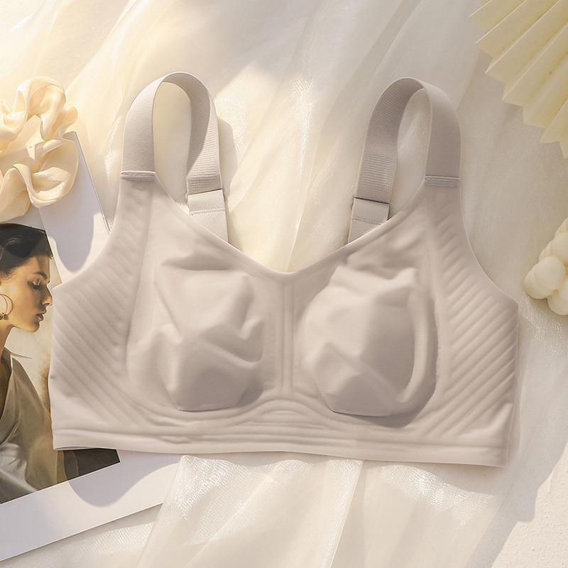 ブラジャー レディース 超薄型 無縫製 3/4カップ ソフトワイヤーなし バストを小さく見せる 着心地が良..