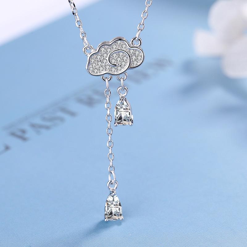 ネックレス レディース シルバー925 銀製 クラウド 雲 ファッション 傘 ペンダント ドロップ しずく タ..