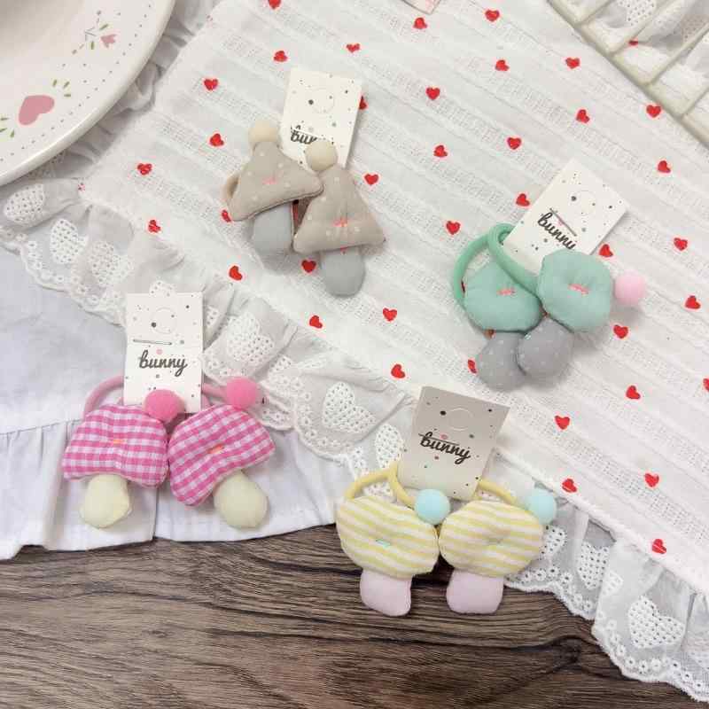 ヘアアクセサリー キッズ 女の子 子供用 ヘアゴム 傘型 キノコ 布製 パステルカラー かわいい ガーリー..