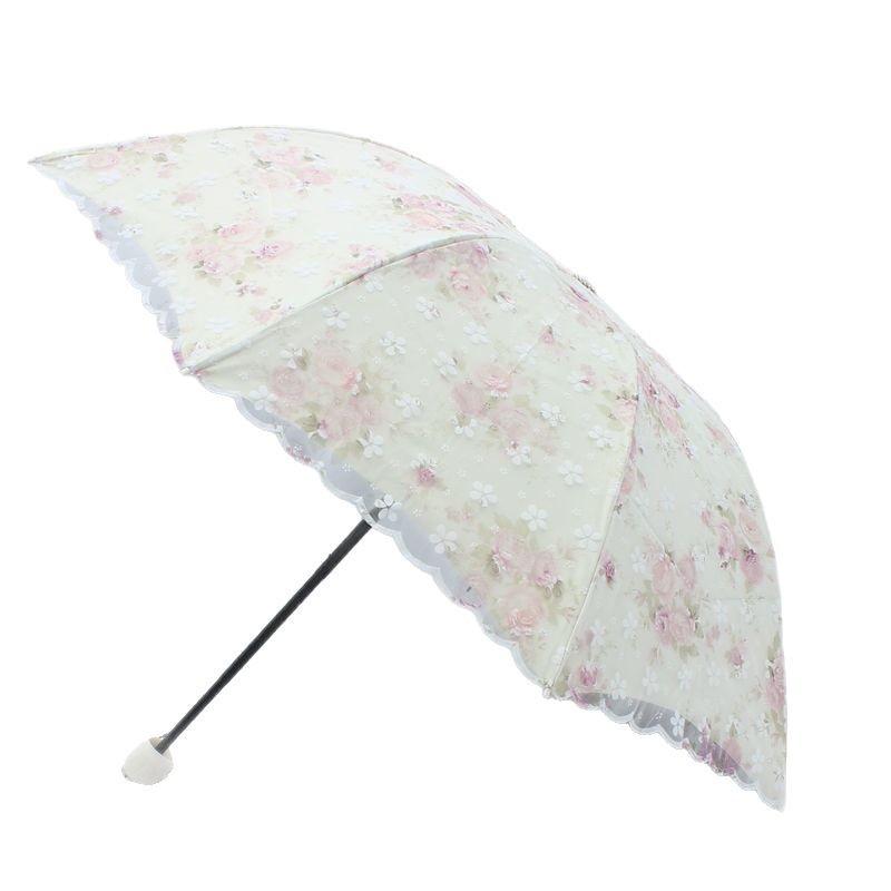 傘 レディース レース 日傘 折りたたみ傘 プリンセス 晴雨兼用 UVカット 紫外線対策 軽量 ハート 花柄 ..